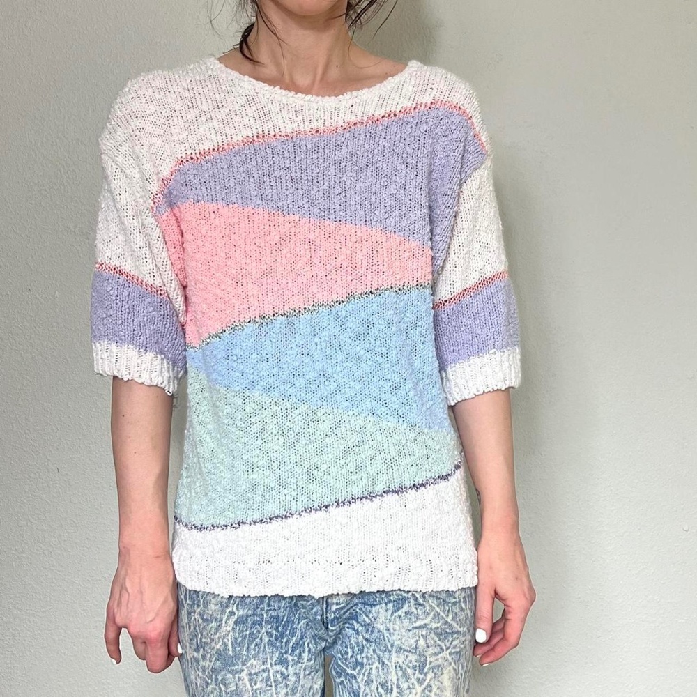 Vintage 1980's Jason Maxwell Pastel Knit Sweater Top